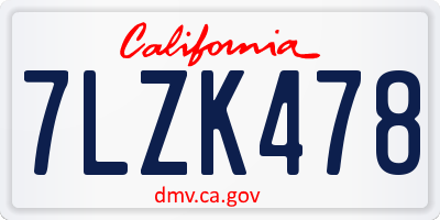 CA license plate 7LZK478