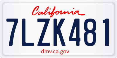 CA license plate 7LZK481