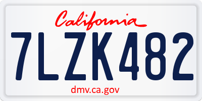 CA license plate 7LZK482