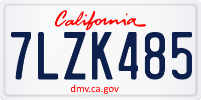 CA license plate 7LZK485
