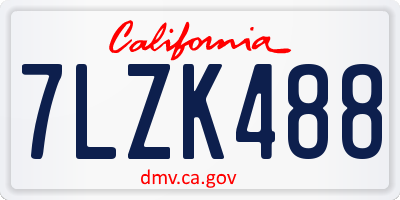 CA license plate 7LZK488