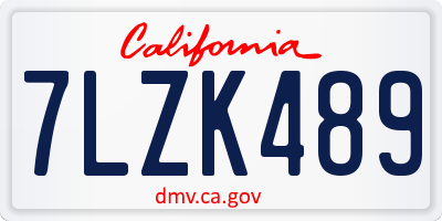 CA license plate 7LZK489