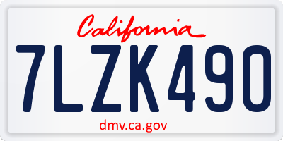 CA license plate 7LZK490