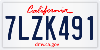 CA license plate 7LZK491