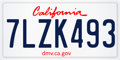 CA license plate 7LZK493
