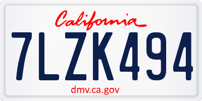 CA license plate 7LZK494