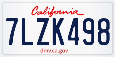 CA license plate 7LZK498