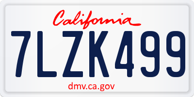 CA license plate 7LZK499