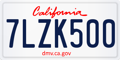 CA license plate 7LZK500