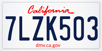 CA license plate 7LZK503