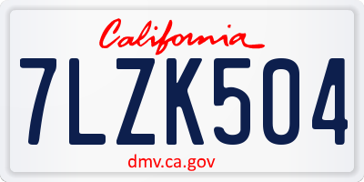 CA license plate 7LZK504