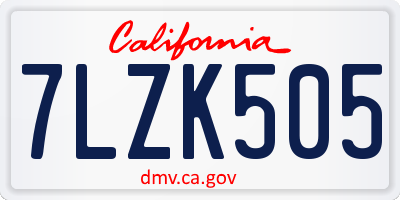 CA license plate 7LZK505