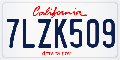 CA license plate 7LZK509