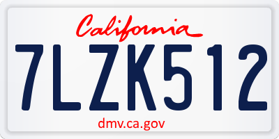 CA license plate 7LZK512