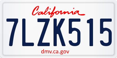 CA license plate 7LZK515