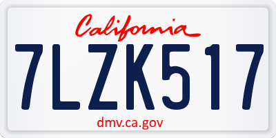 CA license plate 7LZK517