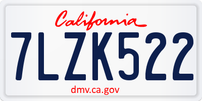CA license plate 7LZK522
