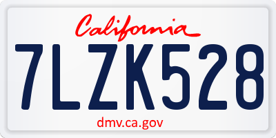 CA license plate 7LZK528