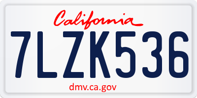 CA license plate 7LZK536