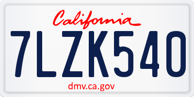 CA license plate 7LZK540