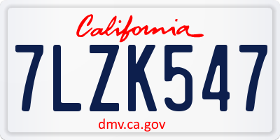 CA license plate 7LZK547