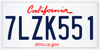 CA license plate 7LZK551