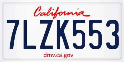 CA license plate 7LZK553