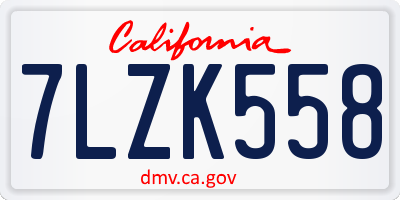 CA license plate 7LZK558