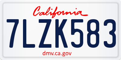 CA license plate 7LZK583