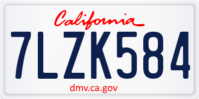 CA license plate 7LZK584