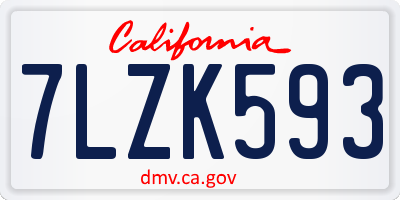 CA license plate 7LZK593