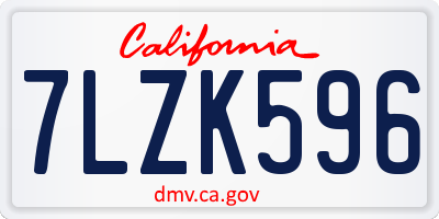 CA license plate 7LZK596