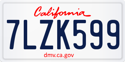 CA license plate 7LZK599