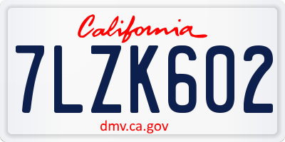 CA license plate 7LZK602