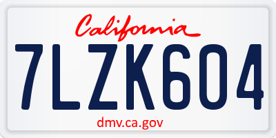 CA license plate 7LZK604