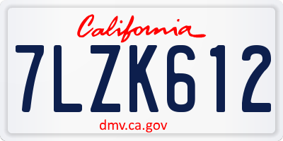 CA license plate 7LZK612
