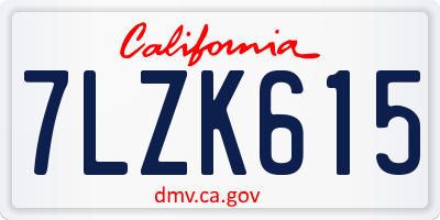 CA license plate 7LZK615