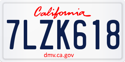 CA license plate 7LZK618