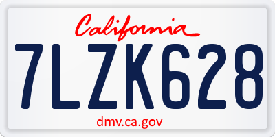 CA license plate 7LZK628