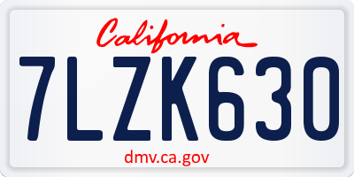 CA license plate 7LZK630