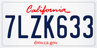 CA license plate 7LZK633