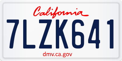 CA license plate 7LZK641