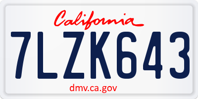 CA license plate 7LZK643