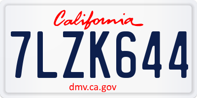 CA license plate 7LZK644