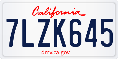 CA license plate 7LZK645
