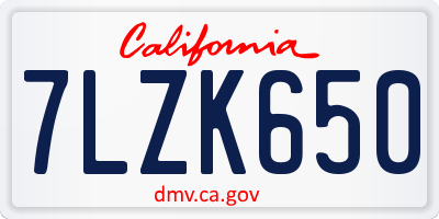 CA license plate 7LZK650