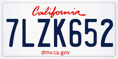 CA license plate 7LZK652
