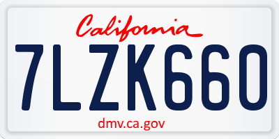 CA license plate 7LZK660