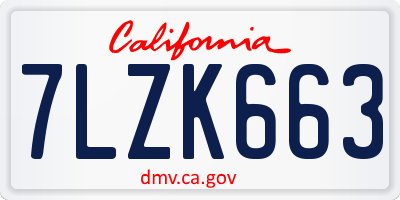 CA license plate 7LZK663