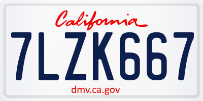 CA license plate 7LZK667